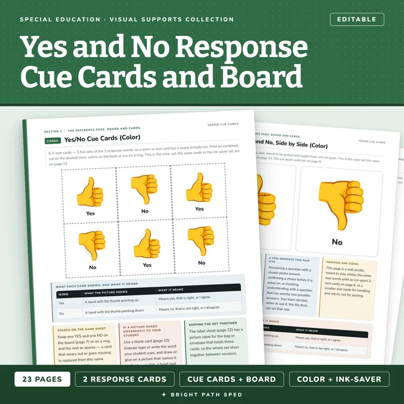 Yes and No Response Cue Cards and Practice Board Editable, image 1 of 4
