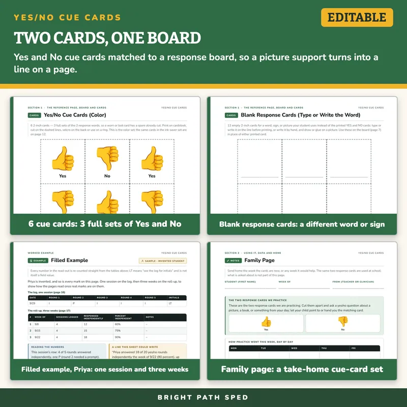 Yes and No Response Cue Cards and Practice Board Editable, image 3 of 4