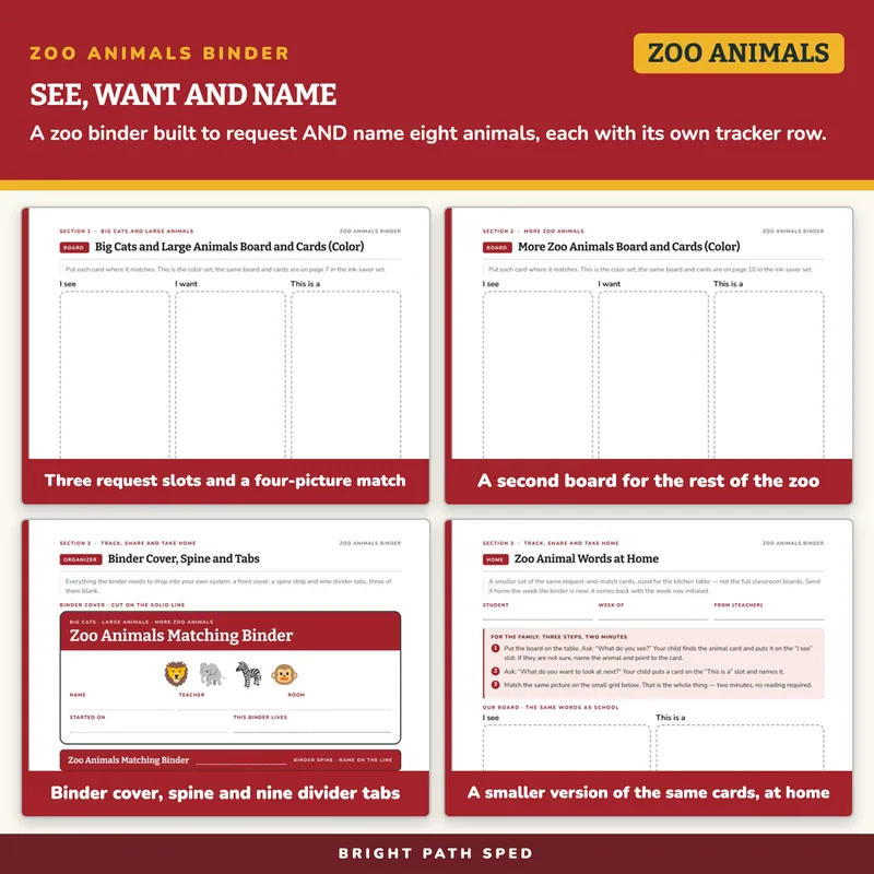 Zoo Animals Matching Binder, image 3 of 4