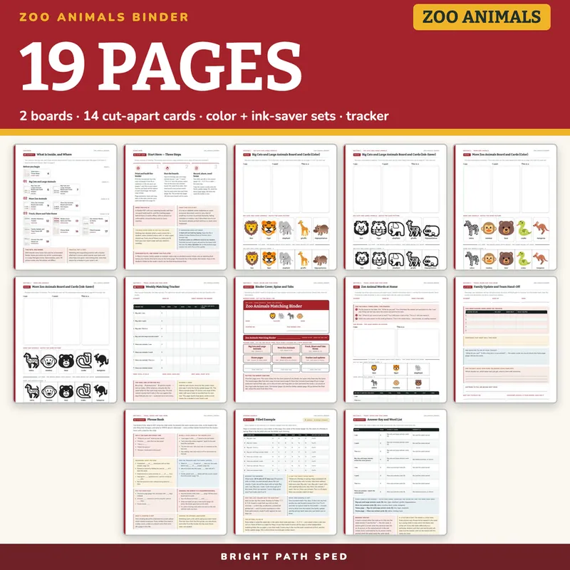 Zoo Animals Matching Binder, image 4 of 4