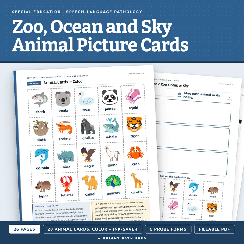 Zoo, Ocean and Sky Animal Picture Cards, image 1 of 4